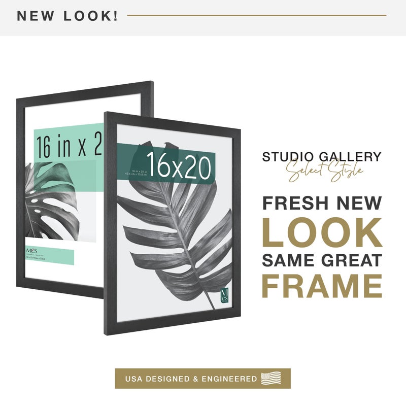 MCS Studio Gallery 16x20 Poster Frame Black Woodgrain Engineered Wood, Vertical & Horizontal Wall Hanging Large Picture Frame for Photos, Posters & Art Prints (2-Pack) - Image 2